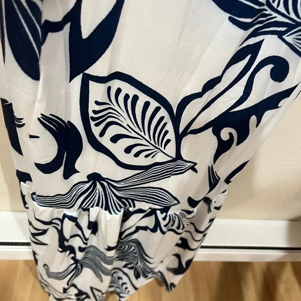 Women’s Navy and White Cutout O-Ring Maxi Dress, Size M-L - Picture 5 of 7